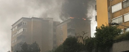 Brand auf Hochhausdach